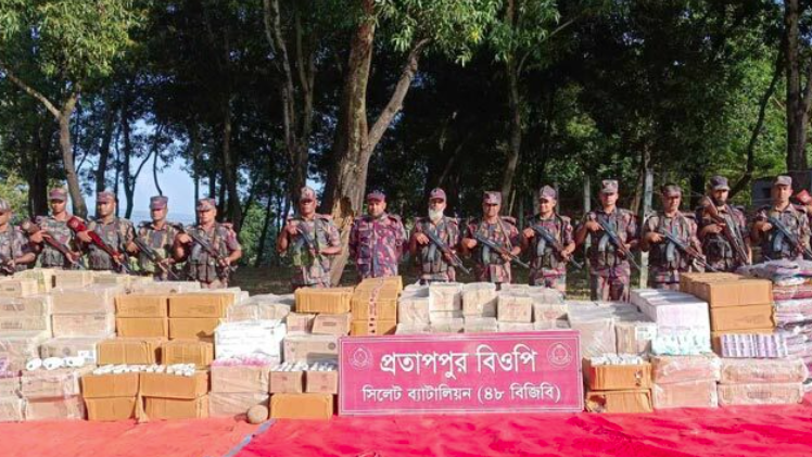সিলেটে বিপুল পরিমাণ ভারতীয় পণ্য জব্দ